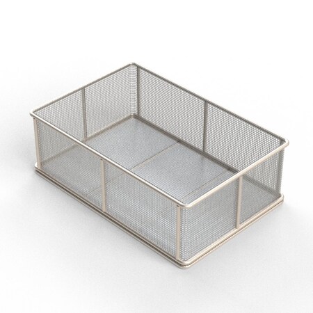 Anysizebasket Rectangular Wire Mesh Basket: 18Lx12Wx6H, 304 SS, 5/16 Rod Frame, No Handles, Mesh: 4 x .063 TMT-180120060-N04S
